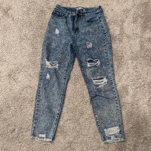 YMI Distressed Washed Blue Boyfriend Jeans